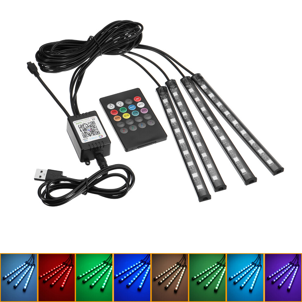 New 4Pcs 9LED RGB Car Floor Strip Lights Interior Atmosphere USB Charger Decor Lamp-image-OPC-P9B5C58-NEW