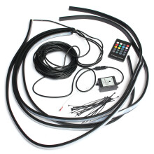 New 4pcs Waterproof RGB LED Car Decoration Lights Strip Neon Atmosphere Lamp Kit with Wireless Control