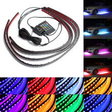 New 4pcs Waterproof RGB Car LED Decoration Lights Strip Underglow Neon Lamp Kit 12V with Remote Control