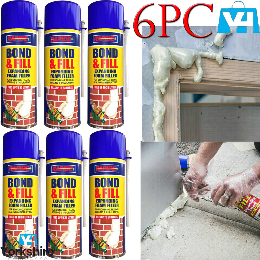 (6 X PCS) 500ML EXPANDING FOAM FILLER BOND & FILL BONDING FILLING SEALING INSULATING