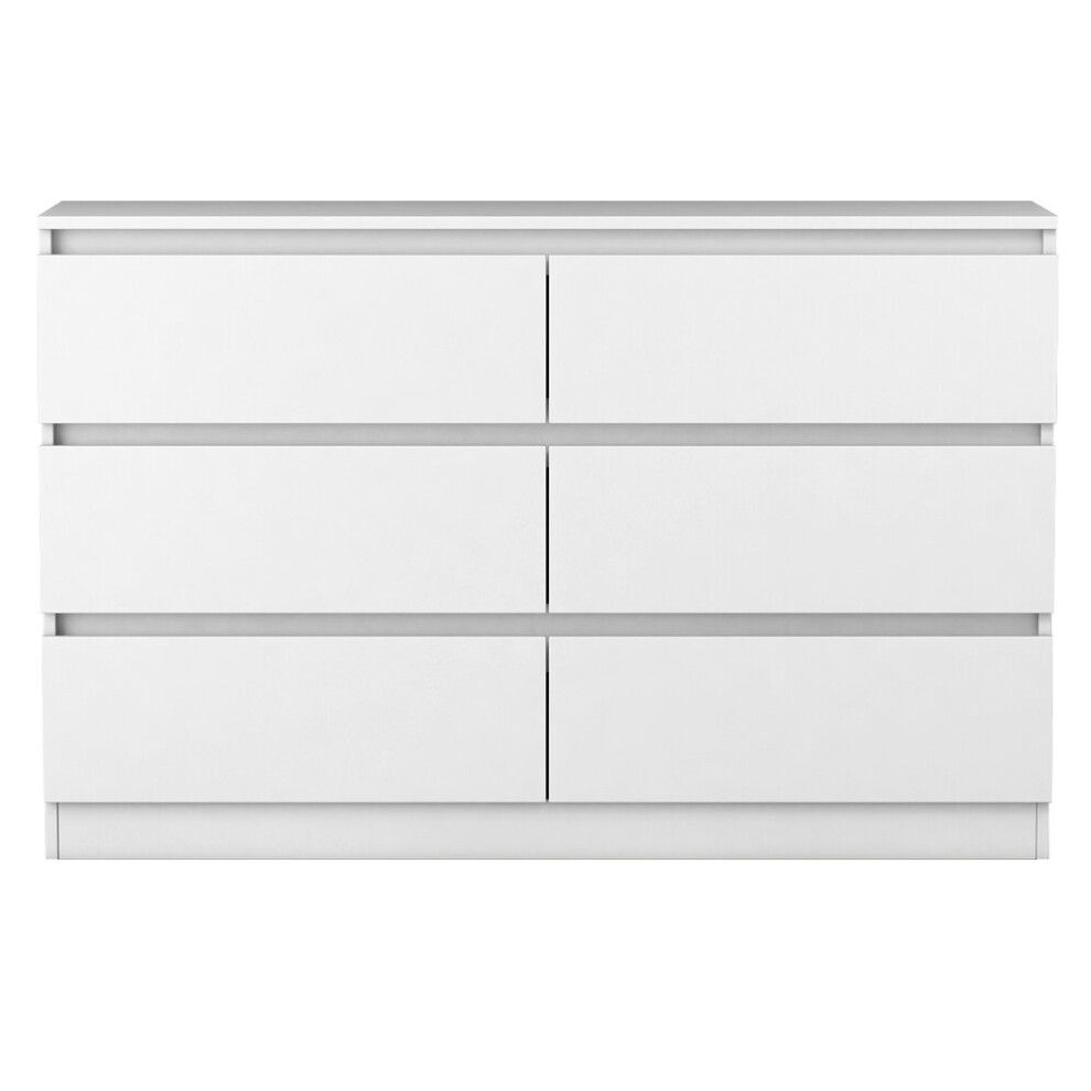 (6 Drawer - Chest Of Drawers, White) NRG Chest of Drawers Bedside Table Storage Drawer Unit Bedroom Furniture