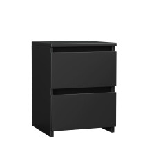 (2 Drawer Bedside Cabinet, Black) NRG Chest of Drawers Bedside Table Storage Drawer Unit Bedroom Furniture