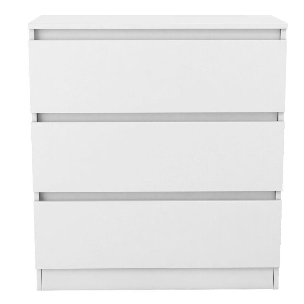 (3 Drawer - Chest Of Drawers, White) NRG Chest of Drawers Bedside Table Storage Drawer Unit Bedroom Furniture