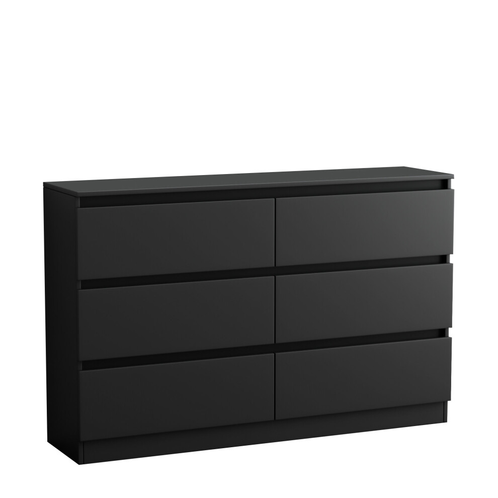 (6 Drawer - Chest Of Drawers, Black) NRG Chest of Drawers Bedside Table Storage Drawer Unit Bedroom Furniture