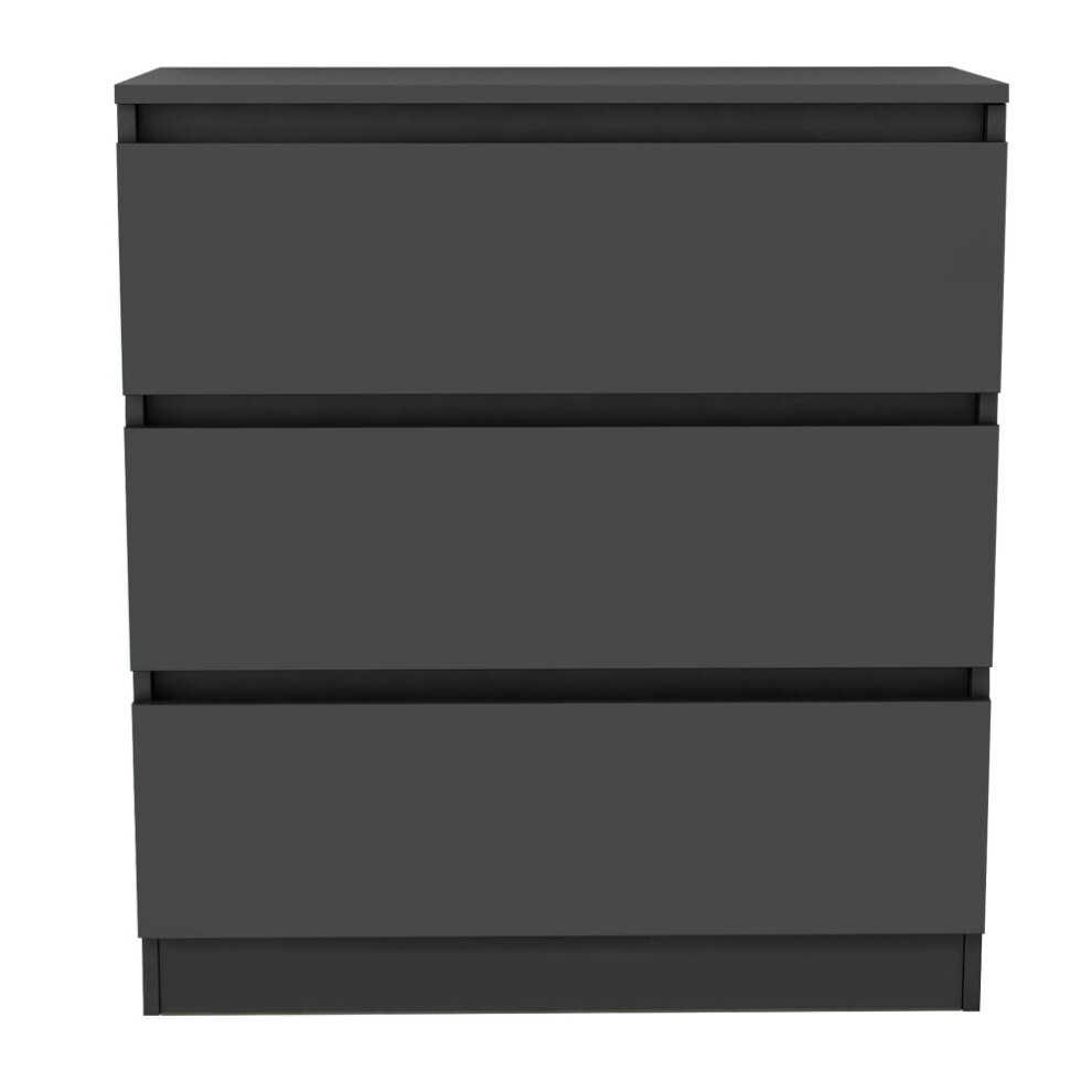 (3 Drawer - Chest Of Drawers, Dark Grey) NRG Chest of Drawers Bedside Table Storage Drawer Unit Bedroom Furniture