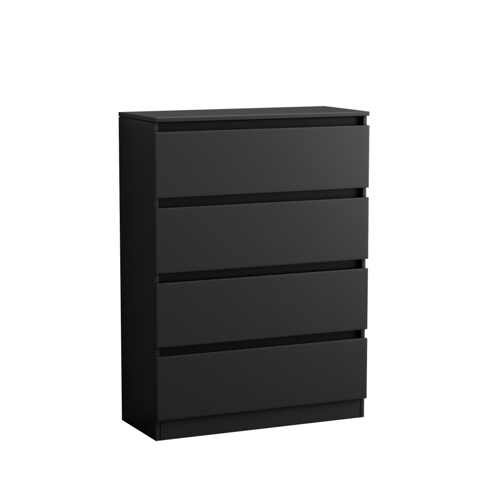 (4 Drawer - Chest Of Drawers, Black) NRG Chest of Drawers Bedside Table Storage Drawer Unit Bedroom Furniture