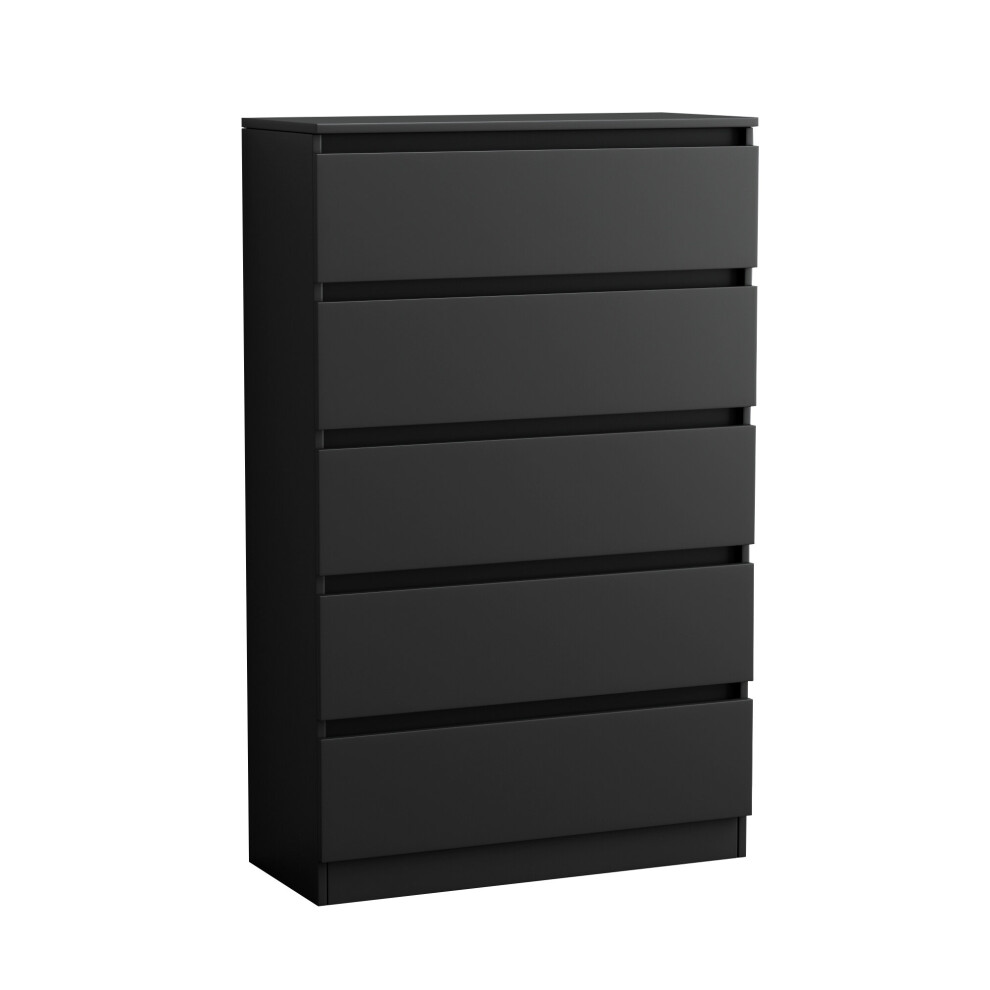 (5 Drawer - Chest Of Drawers, Black) NRG Chest of Drawers Bedside Table Storage Drawer Unit Bedroom Furniture