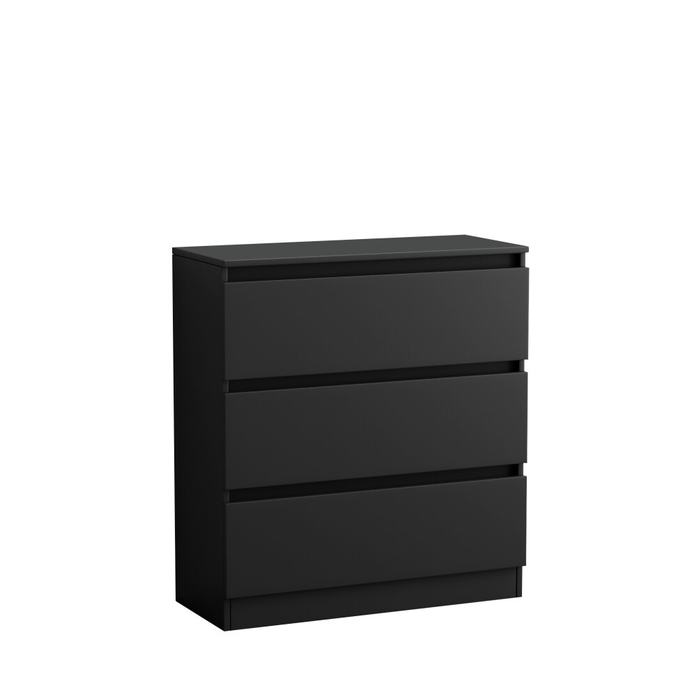 (3 Drawer - Chest Of Drawers, Black) NRG Chest of Drawers Bedside Table Storage Drawer Unit Bedroom Furniture