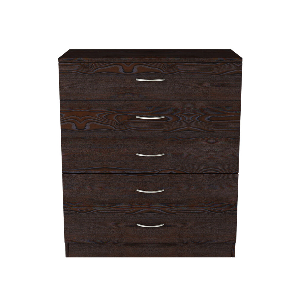 (5 Drawer-With Metal Handles, Walnut) NRG Chest of Drawers With Metal Handles Bedroom Furniture Storage Cabinets