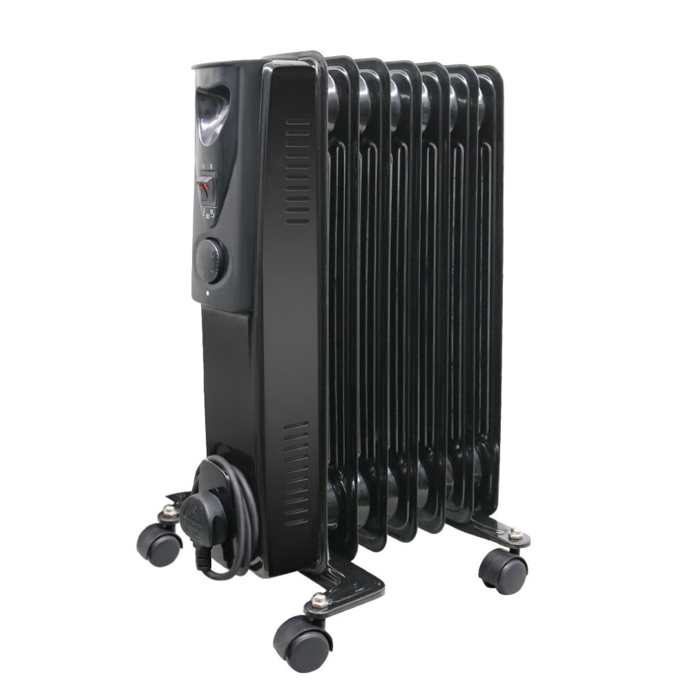 NRG Portable Oil Filled Radiator Electric 1.5KW Adjustable Thermostat 7 Fin Radiator Heater with 3 Power Settings