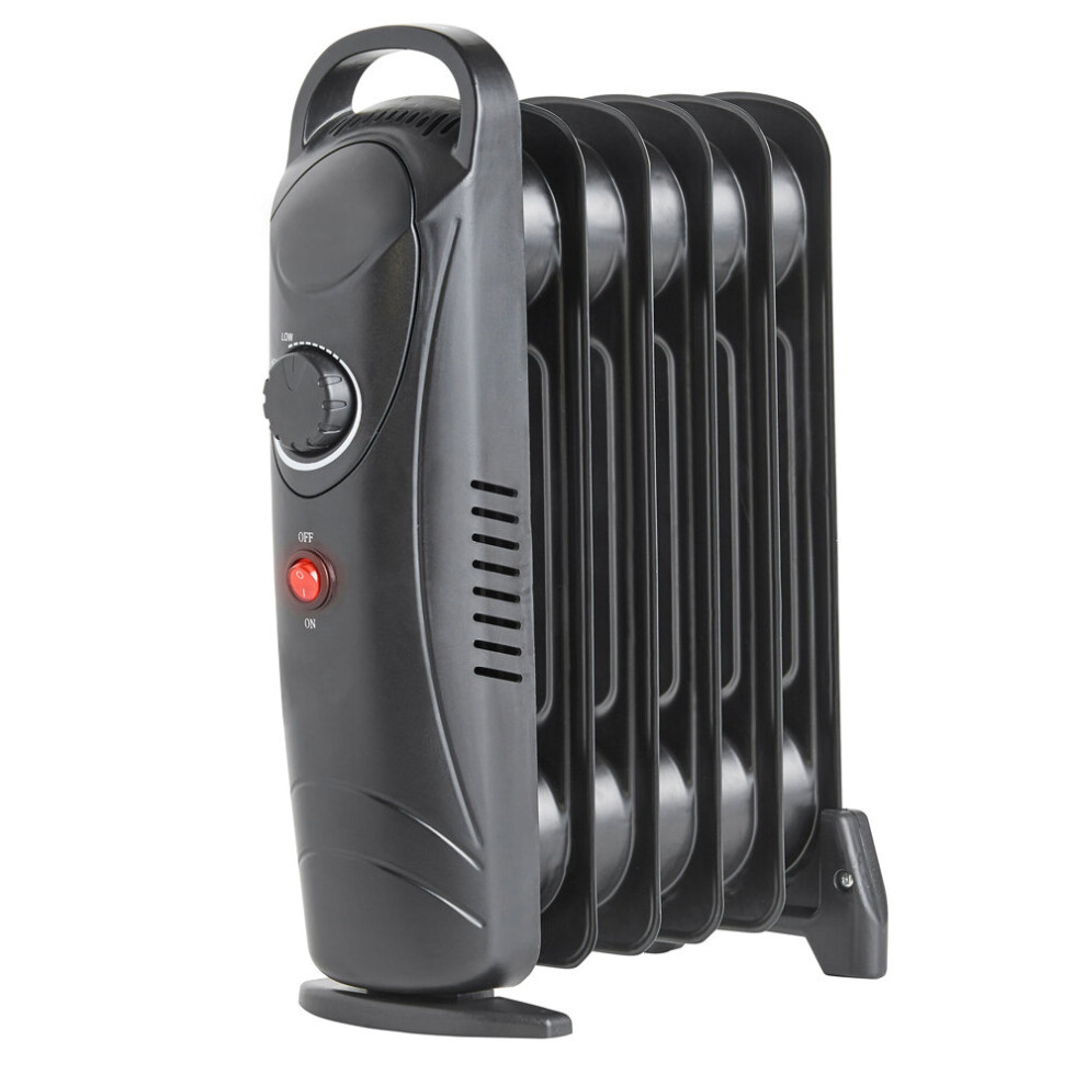 NRG 6 Fin Mini Oil Filled Radiator Portable Electric Heater 800W Black