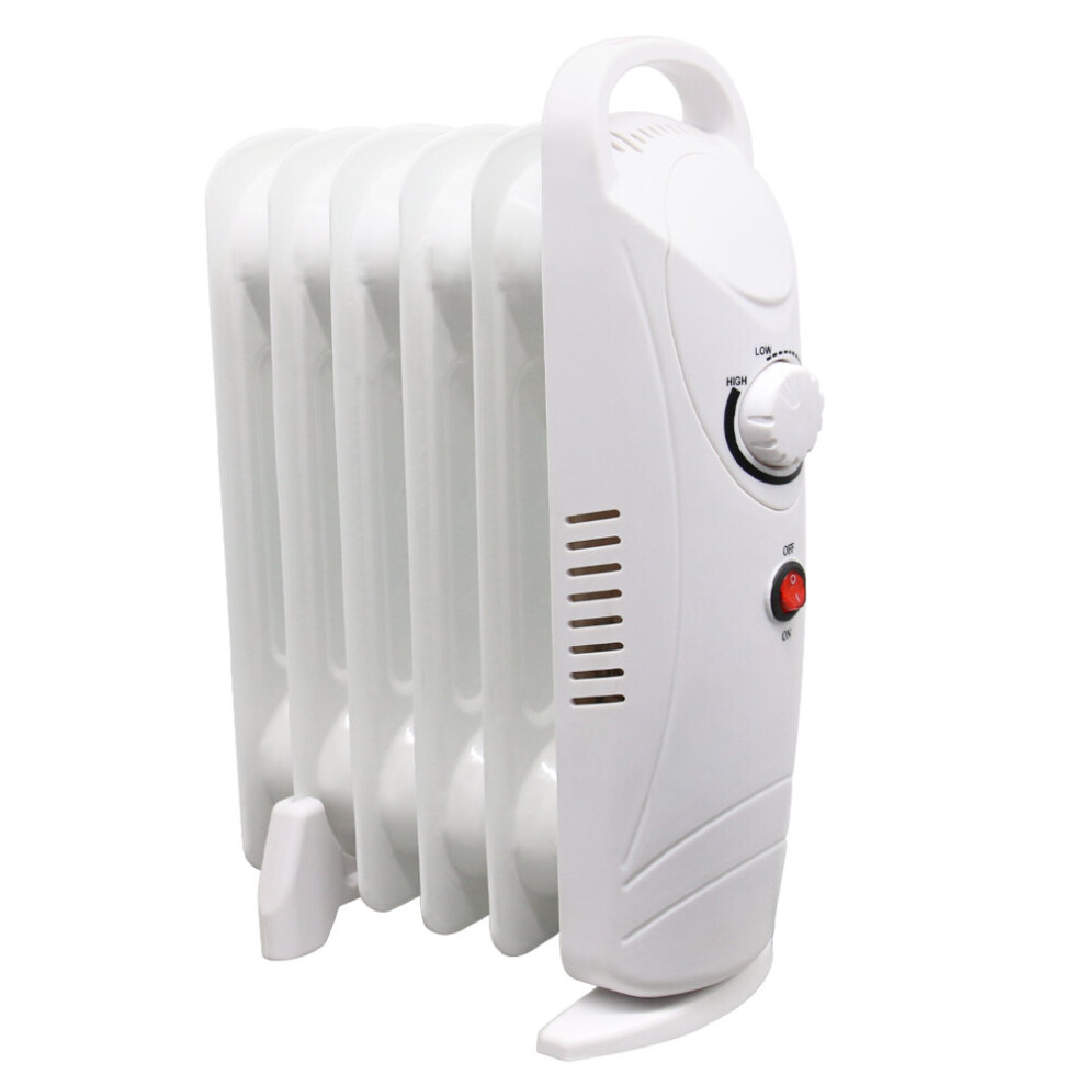 NRG 6 Fin Mini Oil Filled Radiator Portable Electric Heater 800W White