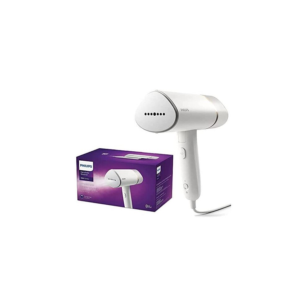 Philips Handheld Steamer 3000 Series, Compact and Foldable, Ready to Use in 30 Seconds, No Ironing Board Needed, 1000W, up to 20g/min, STH3020/16, Wh