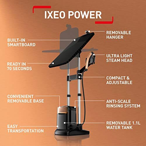 Tefal Tefal IXEO Power QT2020 Σίδερο και Ατμομάγειρας ρούχων Όλα σε Ένα / Μαύρο και Χαλκός 2