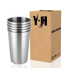 CherryKelly Stainless Steel Cup, Reusable Metal Beer Tumbler, Stackable Drinking Glass, BPA Free Mug, for Camping,Hiking, Outdoor, Indoor Ac