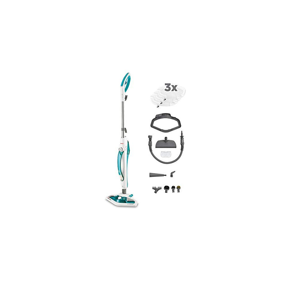 Polti Vaporetto SV450_Double Steam Mop with Handheld Cleaner PTGB0085, White/Blue, 1500 W, 0.3 liters