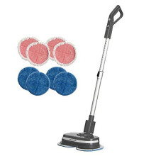 AirCraft PowerGlide Cordless Rechargeable Hard Floor Cleaner and Polisher Bundle With 8 Cleaning Buffing Pads, Perfect for Wood, Tile, Laminate and Ha