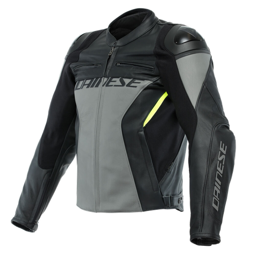 (42) Dainese Racing 4 Leather Jacket Charcoal Grey / Black Black,Grey 8051019302748