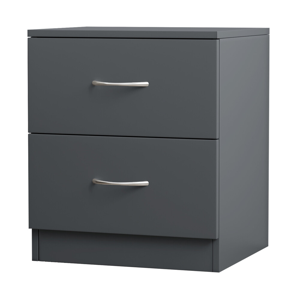 (2 Drawer-With Metal Handles, Grey) NRG Chest of Drawers With Metal Handles Bedroom Furniture Storage Cabinets