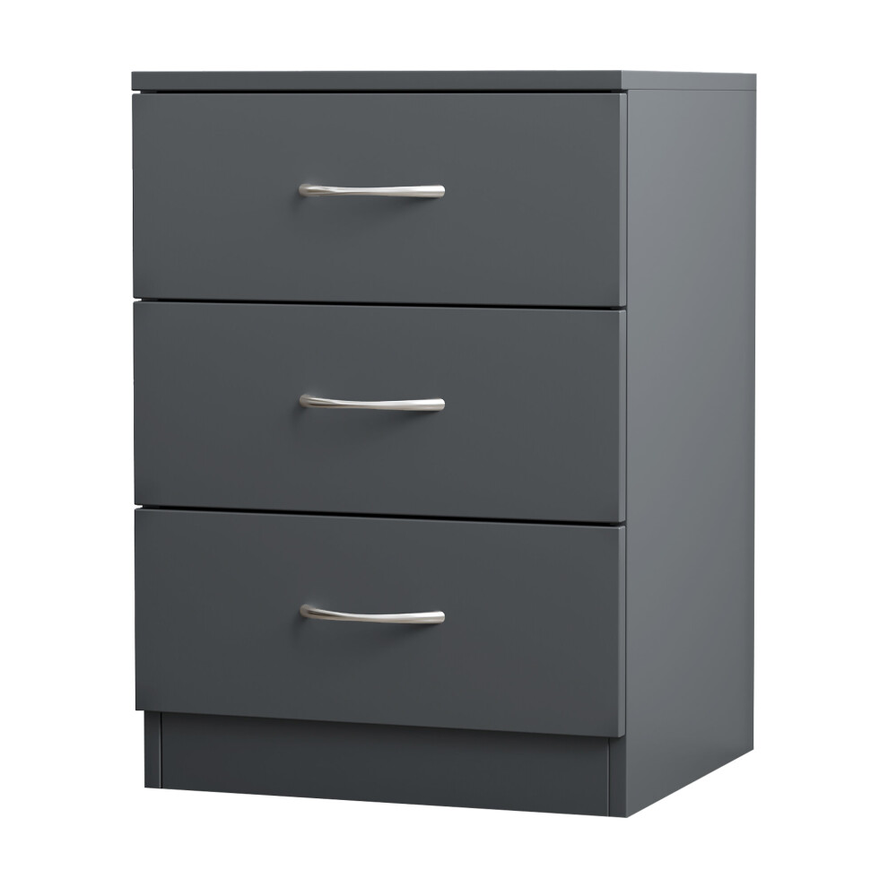 (3 Drawer-With Metal Handles, Grey) NRG Chest of Drawers With Metal Handles Bedroom Furniture Storage Cabinets