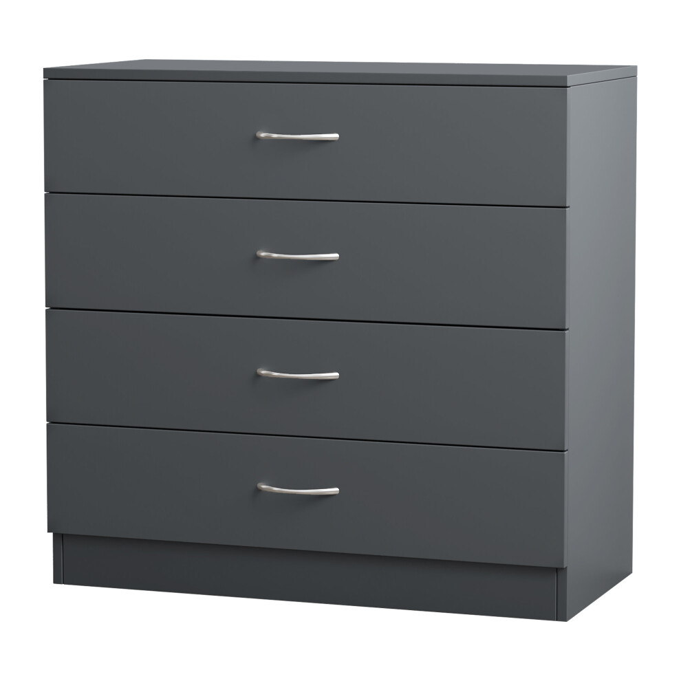 (4 Drawer-With Metal Handles, Grey) NRG Chest of Drawers With Metal Handles Bedroom Furniture Storage Cabinets