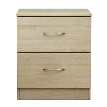(2 Drawer-With Metal Handles, Oak) NRG Chest of Drawers With Metal Handles Bedroom Furniture Storage Cabinets