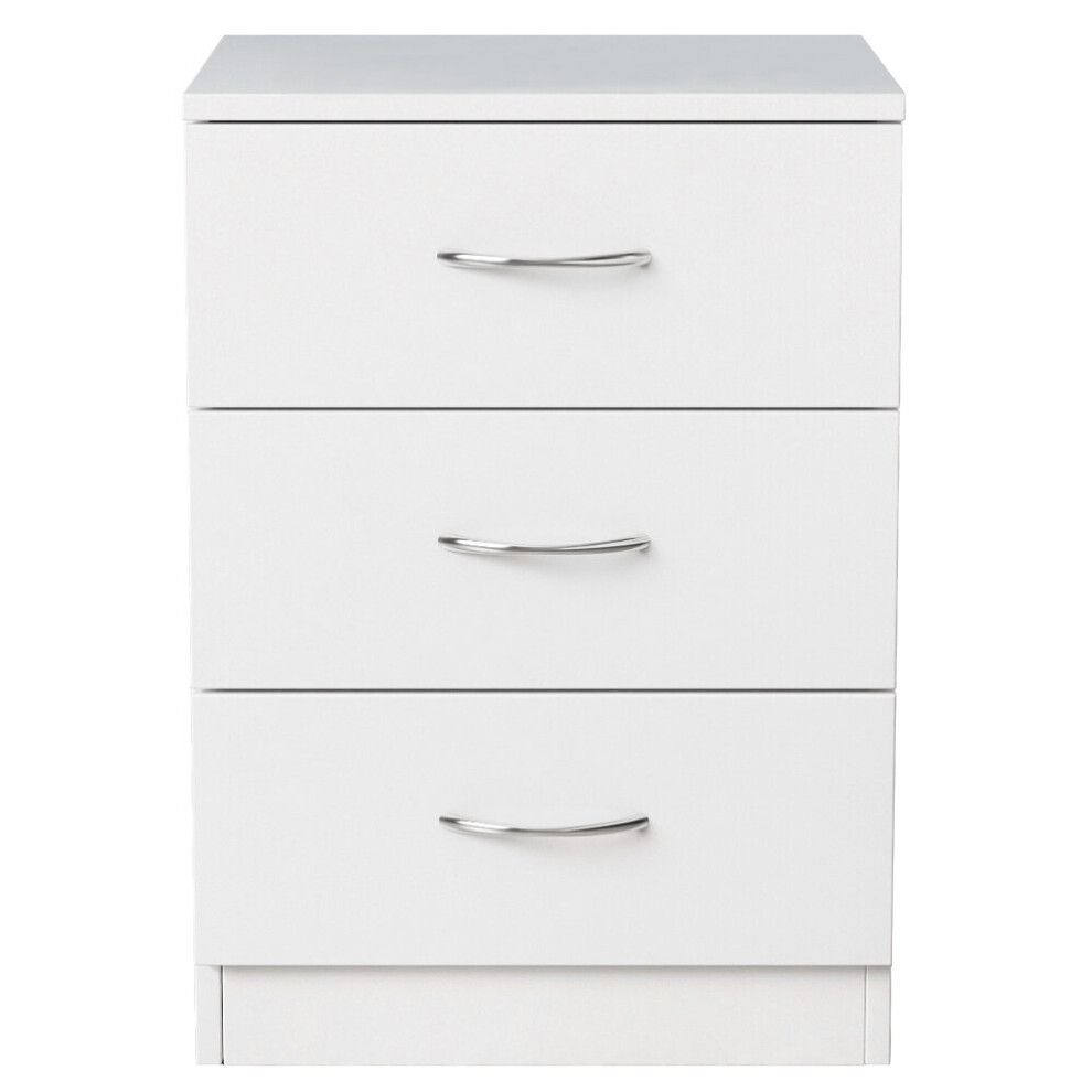 (3 Drawer-With Metal Handles, White) NRG Chest of Drawers With Metal Handles Bedroom Furniture Storage Cabinets