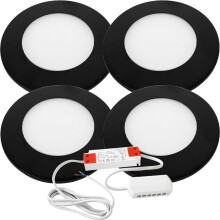 (4 Lights & Driver) BLACK Ultra-Slim Round Under Cabinet Surface Light & Driver - Natural White