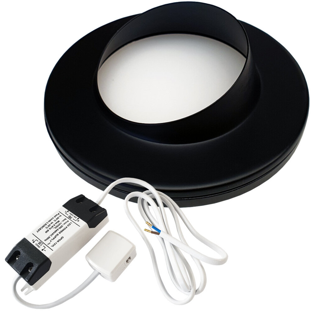 (1 Light & Driver) MATT BLACK Slim Round Angled Under Cabinet Light & Driver - Warm White LED