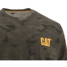 Caterpillar herrvarumrke banner lngrmad tee -skjortor med bakre nacktrdhanteringslinga och kattlogo natt camo 4x stor