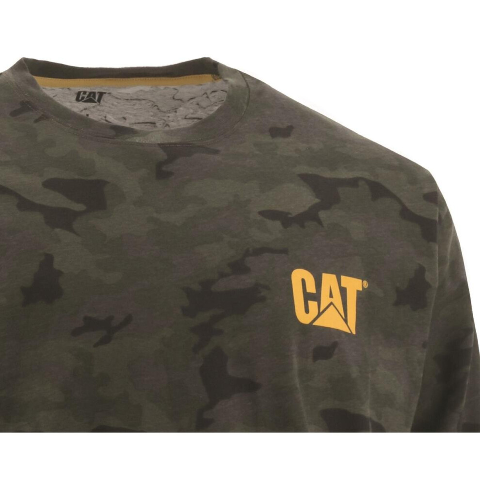 T-shirt     manches longues pour homme Caterpillar avec logo Caterpillar, logo Caterpillar, motif camouflage nuit, taille 4XL