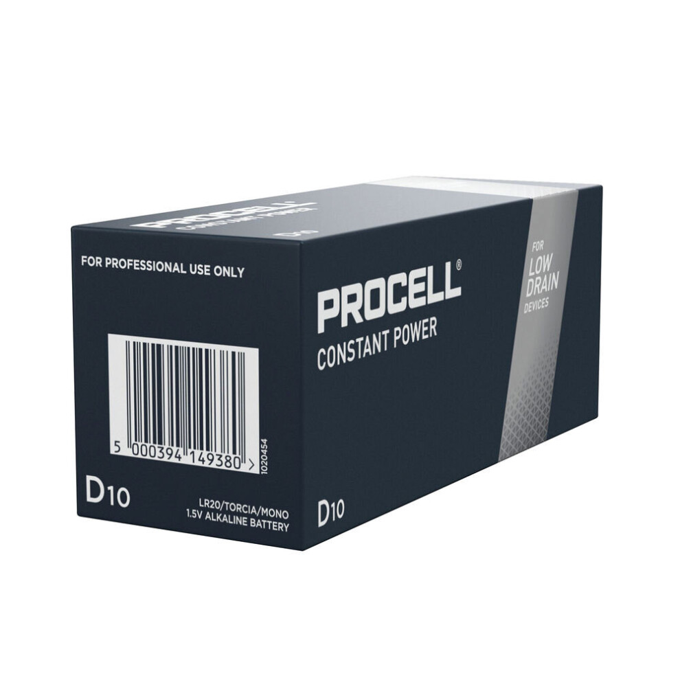 Duracell Procell Constant D Battery Pack Of 10 5000394149380 DU14938