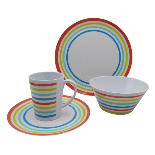 Caravan Camping Melamine Dinner Set 16pc (Picnic BBQ Outdoor Rainbow) 1