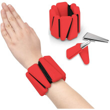 (Red) 2 Pack Wrist Weight Silicone Bracelet Adjustable Wrist Strap Ankle Strength Training Wristband