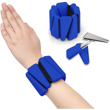 (Blue) 2 Pack Wrist Weight Silicone Bracelet Adjustable Wrist Strap Ankle Strength Training Wristband