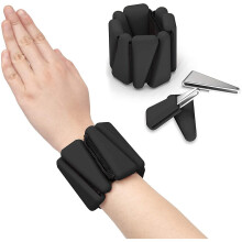 (Black) 2 Pack Wrist Weight Silicone Bracelet Adjustable Wrist Strap Ankle Strength Training Wristband
