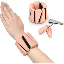 (Pink) 2 Pack Wrist Weight Silicone Bracelet Adjustable Wrist Strap Ankle Strength Training Wristband