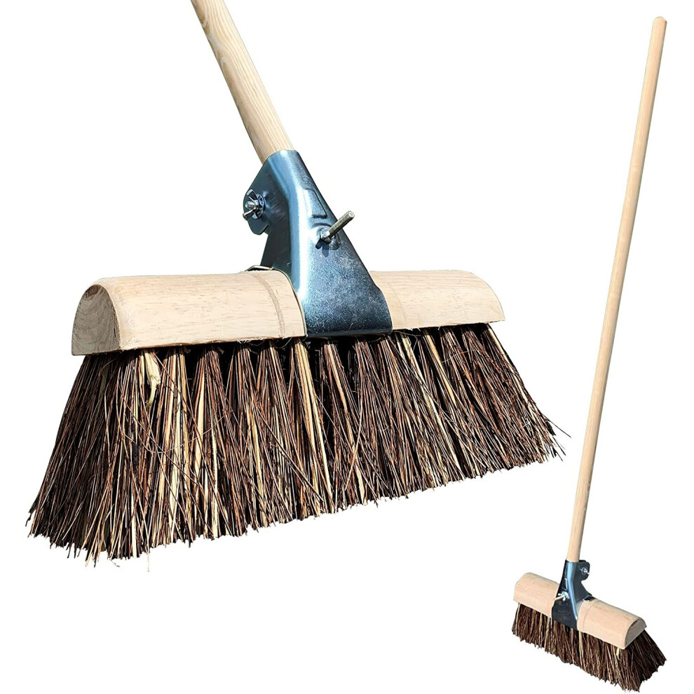 Tdbs The Dustpan And Brush Store 13'' Outdoor Broom Saddle Head Handle Yard Heavy Duty Stiff Bristles