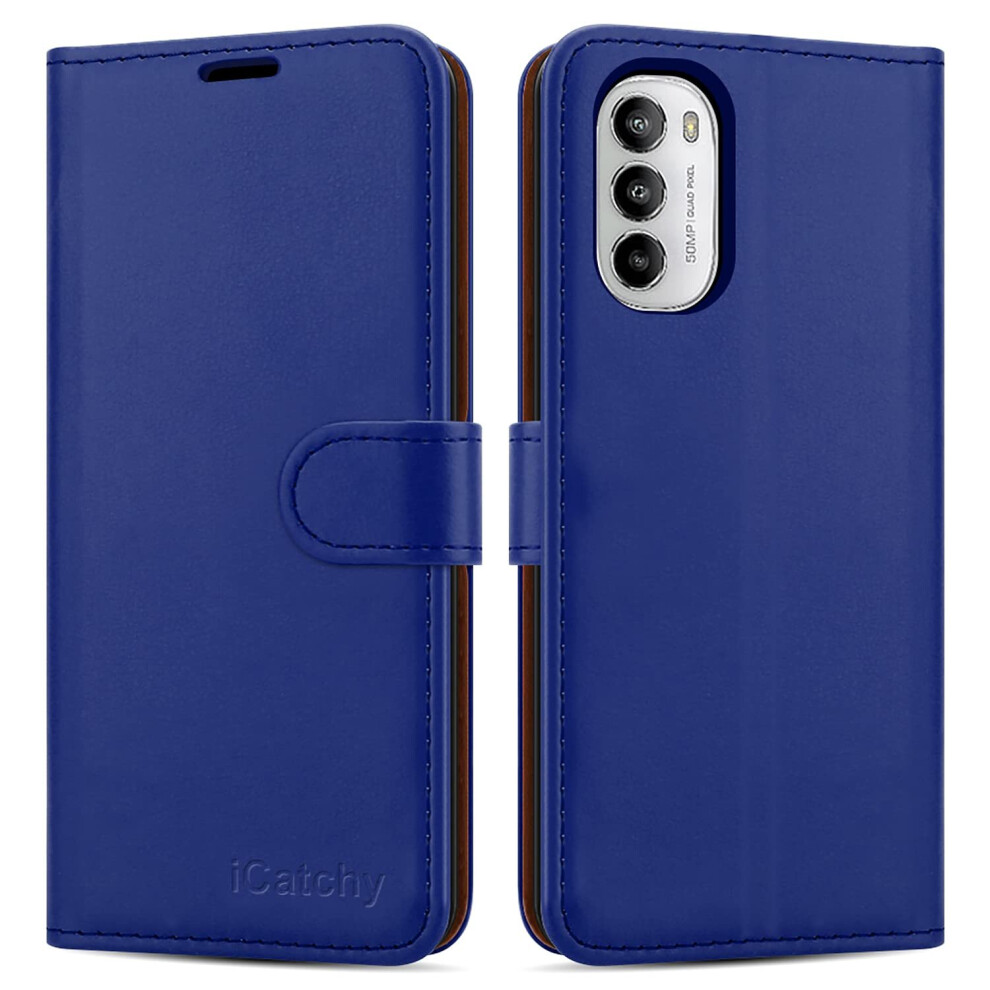 (Blue) For Moto G82 / G52 Phone Wallet Book Leather Case Blue 5056298013173