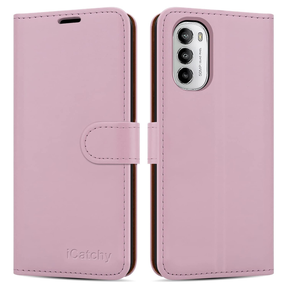 Icatchy (Rose Gold) For Moto G82 / G52 Phone Wallet Book Leather Case Not,Specified