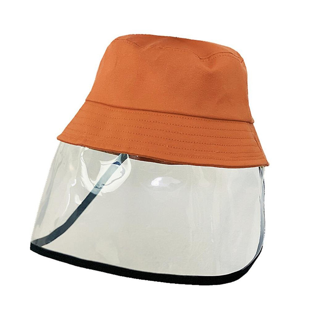 (Orange) Children Face Shields Dustproof Fisherman Sun Hat Face Protective Cover Bucket Cap Orange