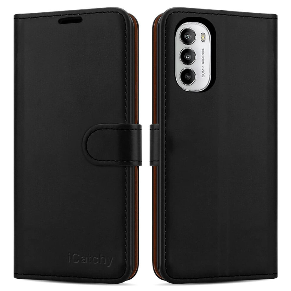 (Black) For Moto G82 / G52 Phone Wallet Book Leather Case Black 5056298013166