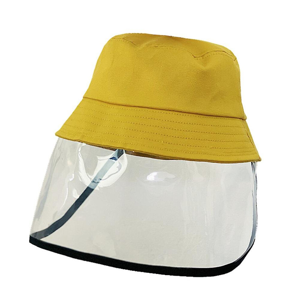(Yellow) Children Face Shields Dustproof Fisherman Sun Hat Face Protective Cover Bucket Cap Yellow