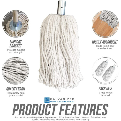 2x Cotton Mop Heads Replacement String Floor Cleaning Heavy Duty Mops 1