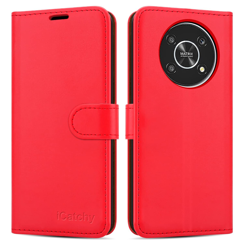 (Red) Honor Magic 4 Lite 5G Phone Wallet Leather Case Red 5056298013296