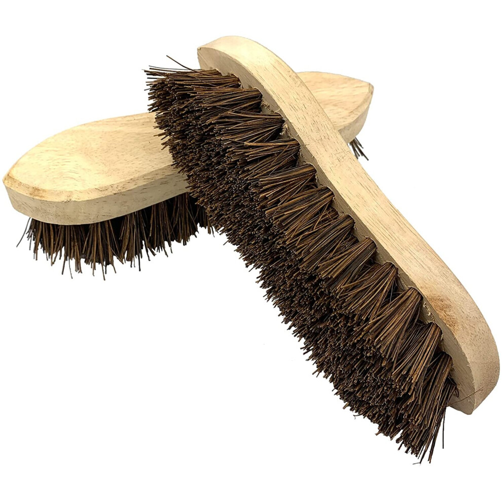 2 Pack Wooden Scrubbing Brush Floor Stiff Scrub Hand Deck Heavy Duty