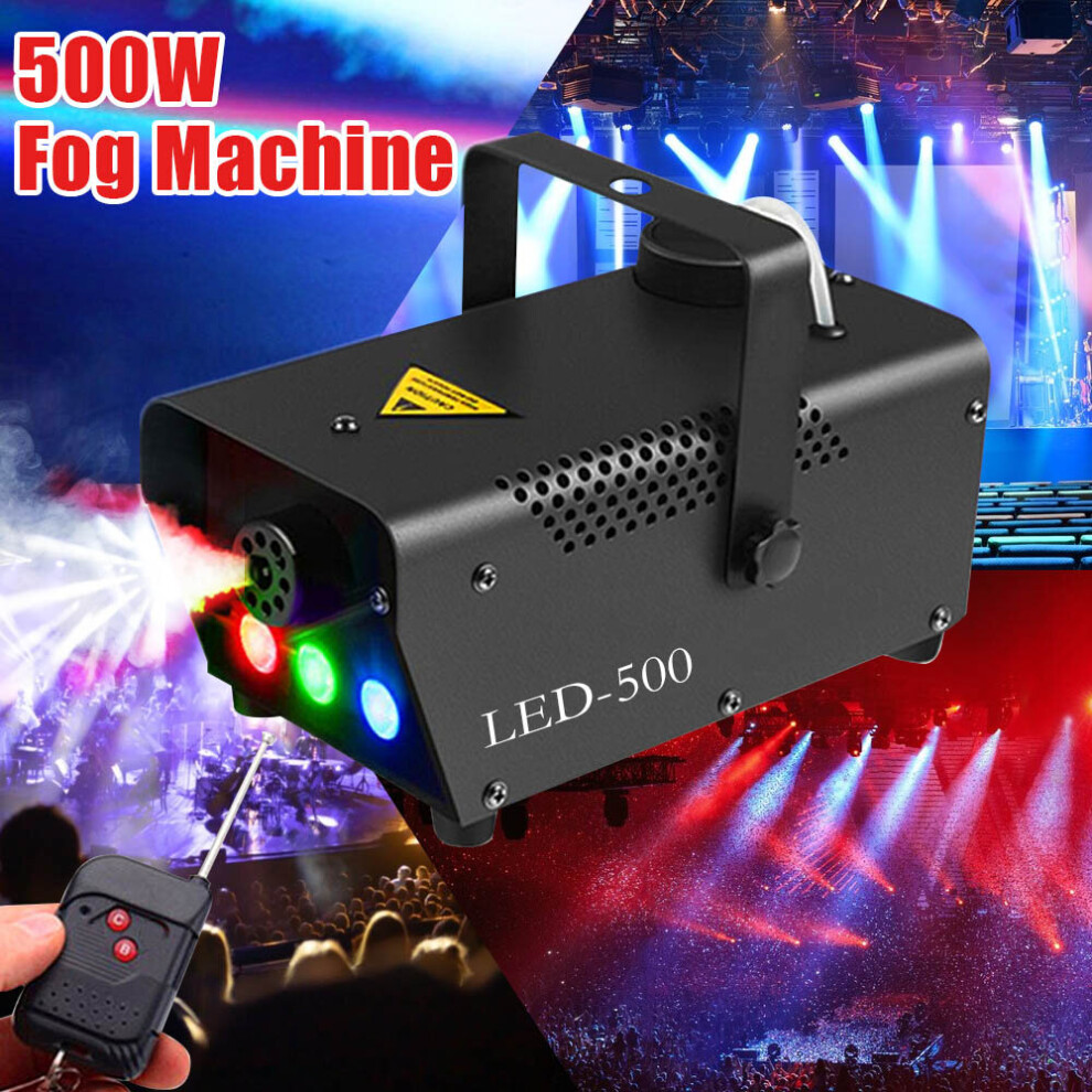 RGB LED Fog Machine Smoke Machine 500W Wireless Remote Control DJ Disco Party UK
