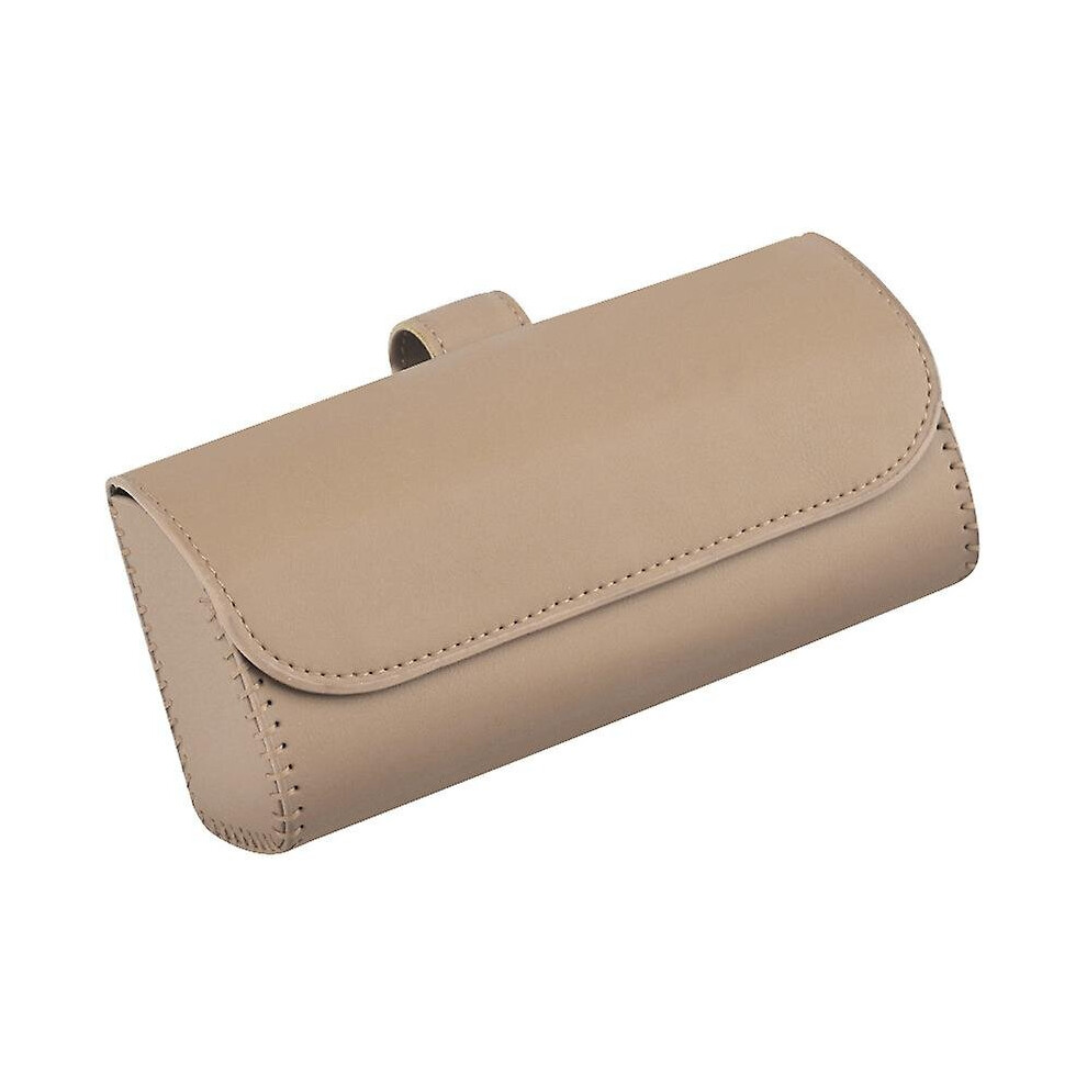 (Beige) Car Visor Sunglasses Case Glasses Holder Eye Glasses Clip Organizer Universal Car Accessories Beige 768671587304