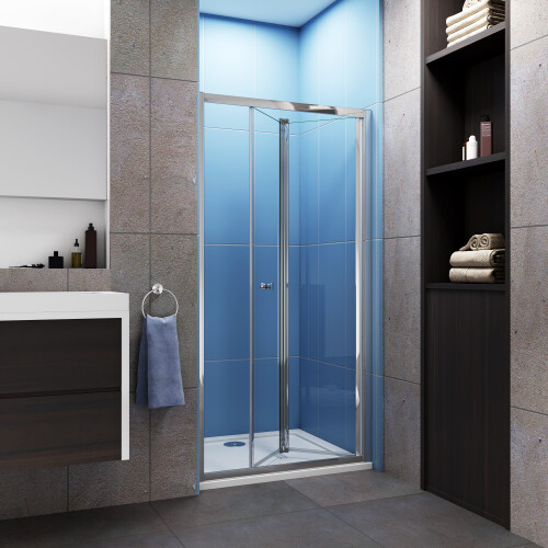 AICA (900mm) Bathroom Bi Fold Shower Enclosure 5mm DoorGlass 2