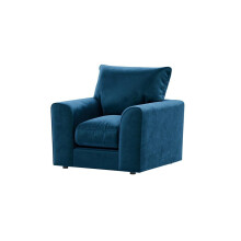 (Blue, Armchair) Brooklyn Plush Velvet Fibre 3 & 2 Seater Sofa Set